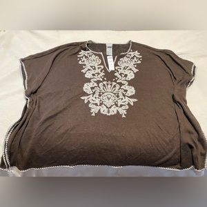 EMBROIDERED KNIT PONCHO